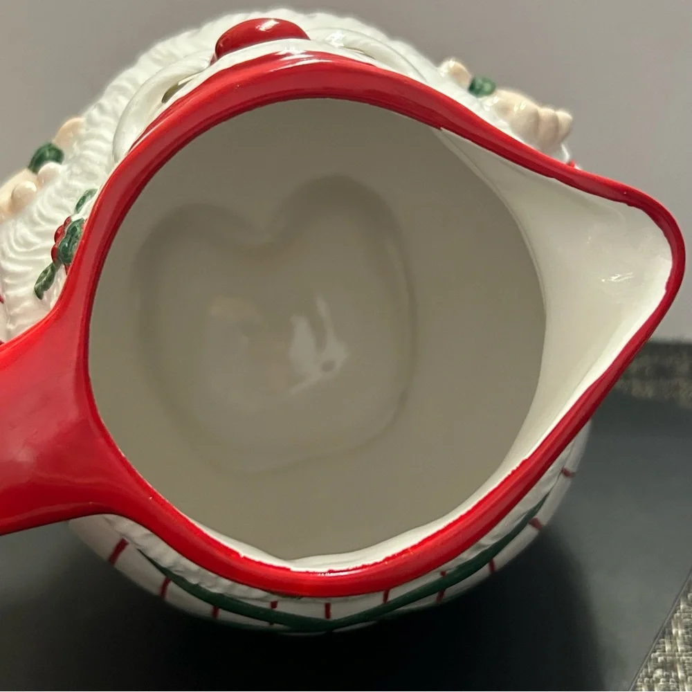 Omnibus Santa Pitcher 1¾ Qt Vintage OCI Taiwan Ceramic Christmas Holiday Decor